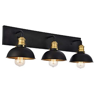 Elegant Lighting Anders Collection Wall Sconce D27 H8.3 Lt:3 Black and Brass Finish - 1 of 4