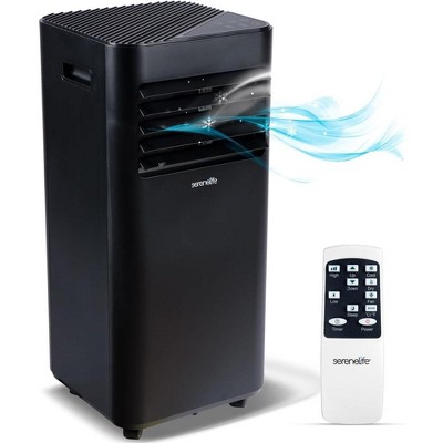 SereneLife 12,000 BTU Portable Air Conditioner & Heater - Built-in Dehumidifier, Fan Modes, Remote Control - Black (SLPAC182B)