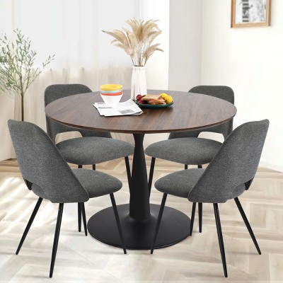 Harold+edwin 5-piece Walnut Foil Round Top Pedestal Dining Table Set ...