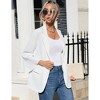 Womens 3/4 Sleeve Casual Blazer Lightweight Jacket with Ruffle Sleeve Open Front Plaid Longline Blazer Jacket Notched Lapel Womens Blazer Cardigan - 4 of 4