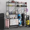 Gymax Sports Gear Organizer w/ Yoga Mat Holder Ball Basket & Adjustable Shelves & Lockable Swivel Wheels for Garage Gym Basement - 2 of 4