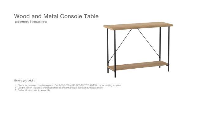 Wood and Metal Console Table Natural - Room Essentials&#8482;, 6 of 8, play video