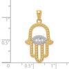 Black Bow Jewelry 14k Yellow Gold & White Rhodium Plated Hand of God Pendant, 17 x 29mm - 4 of 4