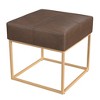 HomePop Small Square Metal Faux Leather Ottoman - image 3 of 4