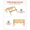 VEVOR 2-in-1 Transforming Interchangeable Picnic Table, Outdoor Wooden Table and Bench Set, Portable Foldable Bench with Umbrella Hole, Brown - 4 of 4