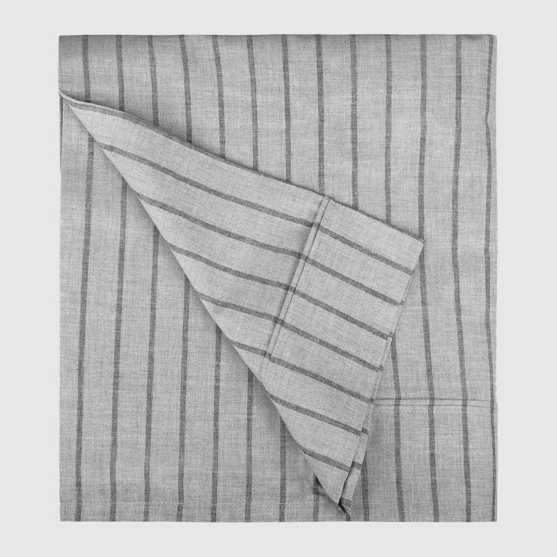 Twin Printed Pattern Peached Cotton Percale Melange Sheet Set Pin Stripe - Macaron, 3 of 11