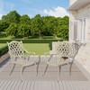 CLIHOME Outdoor Patio Woven Diagonal Grid Cast Aluminum Dining Chair(Set of 2) - 2 of 4