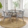 Merrick Lane Mael Set of Four Stacking Thonet Bistro Style Chair with Arms, Textilene Seat, and Bamboo Finished Metal Frame for Indoor/Outdoor Use - 2 of 4