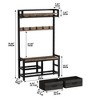 LIVAREEmlen 33.1" Wide Hall Tree Garment Racks with 2 Movable Drawers, Shoe Storage, Shelves, 5-in-1 Entryway Bench with 23 Hooks - 2 of 4