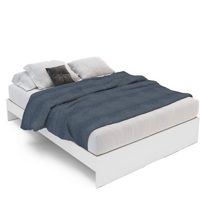 Victoria White Queen Wood Frame Platform Bed with Storage Headboard