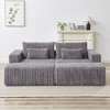 87" Oversized Sectional Lounge Chaise Sofa, Plush Corduroy Fabric Cloud Loveseat with 2 Removable Footstools, No Assembly Required - 3 of 4