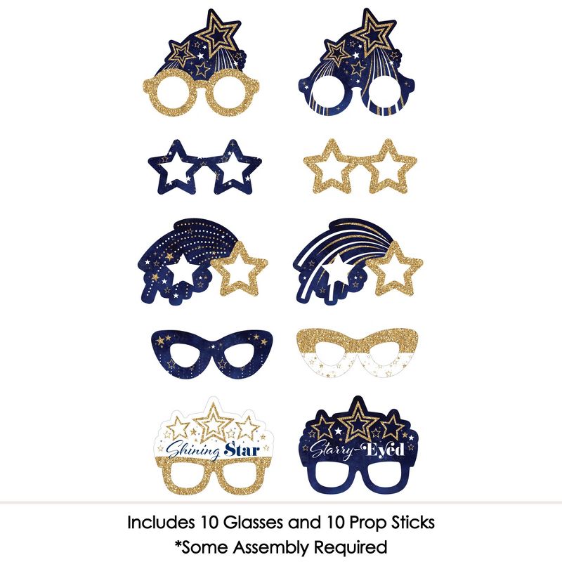 Big Dot of Happiness Starry Skies Glasses - Paper Card Stock Gold Celestial Party Photo Booth Props Kit - 10 Count, 3 of 6
