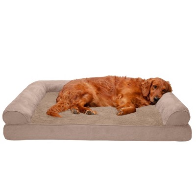 Furhaven Plush & Suede Full Support Sofa Dog Bed - Jumbo, Almondine ...