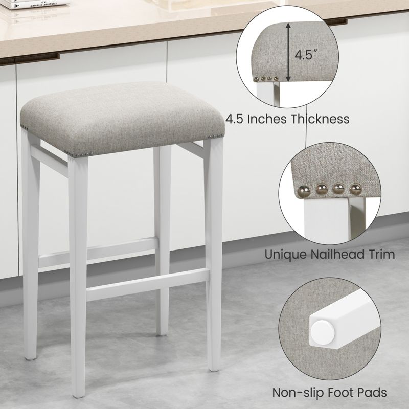 Tangkula 4 PCS Backless Counter Height Stools home Chairs Gray, 2 of 4