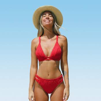 Women's Twist High-waist Bikini Sets Swimsuit - Cupshe-dark Red-l