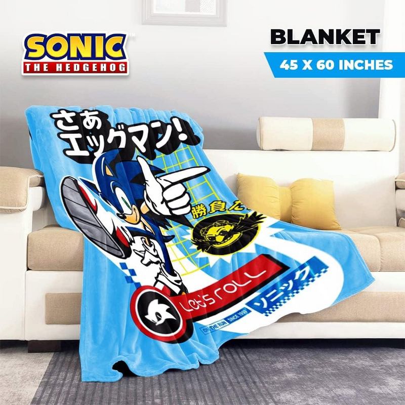 Just Funky Sonic The Hedgehog Let's Roll 45 x 60 Inch Fleece Throw Blanket, 4 of 5