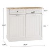 Tilt-Out Trash Cabinet with 2 Drawers and Dual Compartments, Kitchen Storage Cabinet for Trash, Recycling, Laundry or Entryway-Tanpinhause - 4 of 4