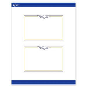 Avery 4" x 6" Cards, Gold & Navy Border with Florals, 20 ct - 1 of 4