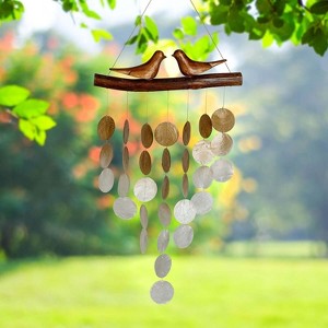 Woodstock Wind Chimes Asli ArtsÃ‚Â® Collection  Love Birds Capiz Chime  29'' Wind Chimes for Outdoor  Patio  Garden Decor - 1 of 4