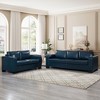 2-pieces PU Leather Upholstered Sofa Set with Square Arms, Cup Holders, and Hidden Storage, - 2 of 4