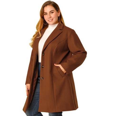 Agnes Orinda Women's Plus Size Winter Outfits Utility Belted Fashion  Overcoats Khaki 3x : Target