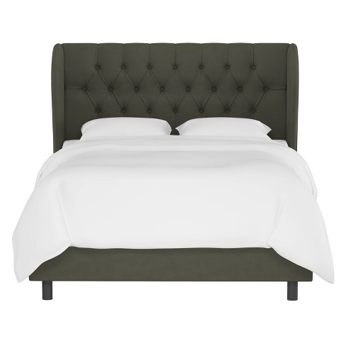 King Tufted Upholstered Wingback Bed, Tufted Upholstered Wingback King Size Bed