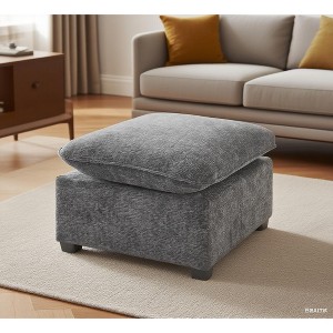 Sapphtopaz Modern 26" Ottoman Chenille Footstools with Thick Cushion and Wood Frame Small Vanity Stool for Bedroom, Living Room, Entryway - 1 of 4