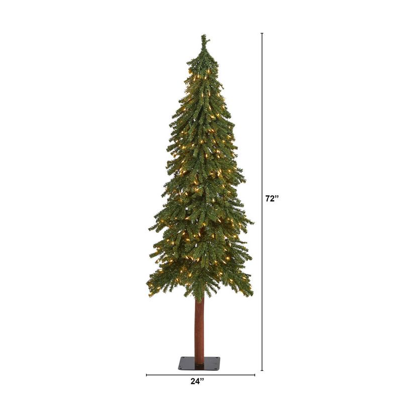 6ft Nearly Natural Pre-Lit Grand Alpine Artificial Christmas Tree Clear Lights, 3 of 8