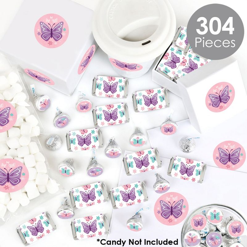 Big Dot of Happiness Beautiful Butterfly - Floral Baby Shower or Birthday Party Candy Favor Sticker Kit - 304 Pieces, 2 of 9