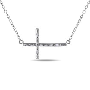 EVERLY JEWELRY | Sterling Silver Diamond Cross Pendant with Chain - 18 in - 1 of 3