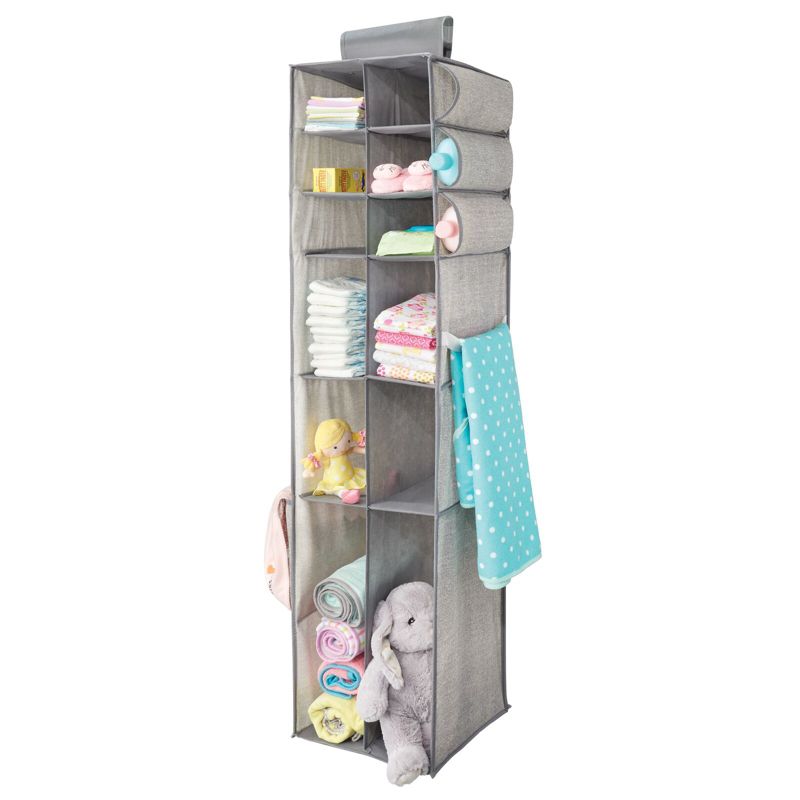 mDesign Fabric Nursery Hanging Organizer with 12 Shelves/Side Pockets, 1 of 8