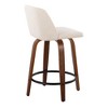 24" Fabric Padded Mid-Century Modern Counter Stool with Swivel and Metal Footrest on Wood Legs for Kitchen Island or Home Bar, Set of 2 - 4 of 4