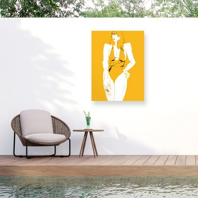 Trademark Fine Art - Francesco Gulina  Girl in Bathing Suit Yellow Matted Framed Art