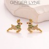 Christmas Reindeer Earrings Womens Flying Deer 14KT Gold Plated Stud CZ Ginger Lyne Collection - 2 of 4