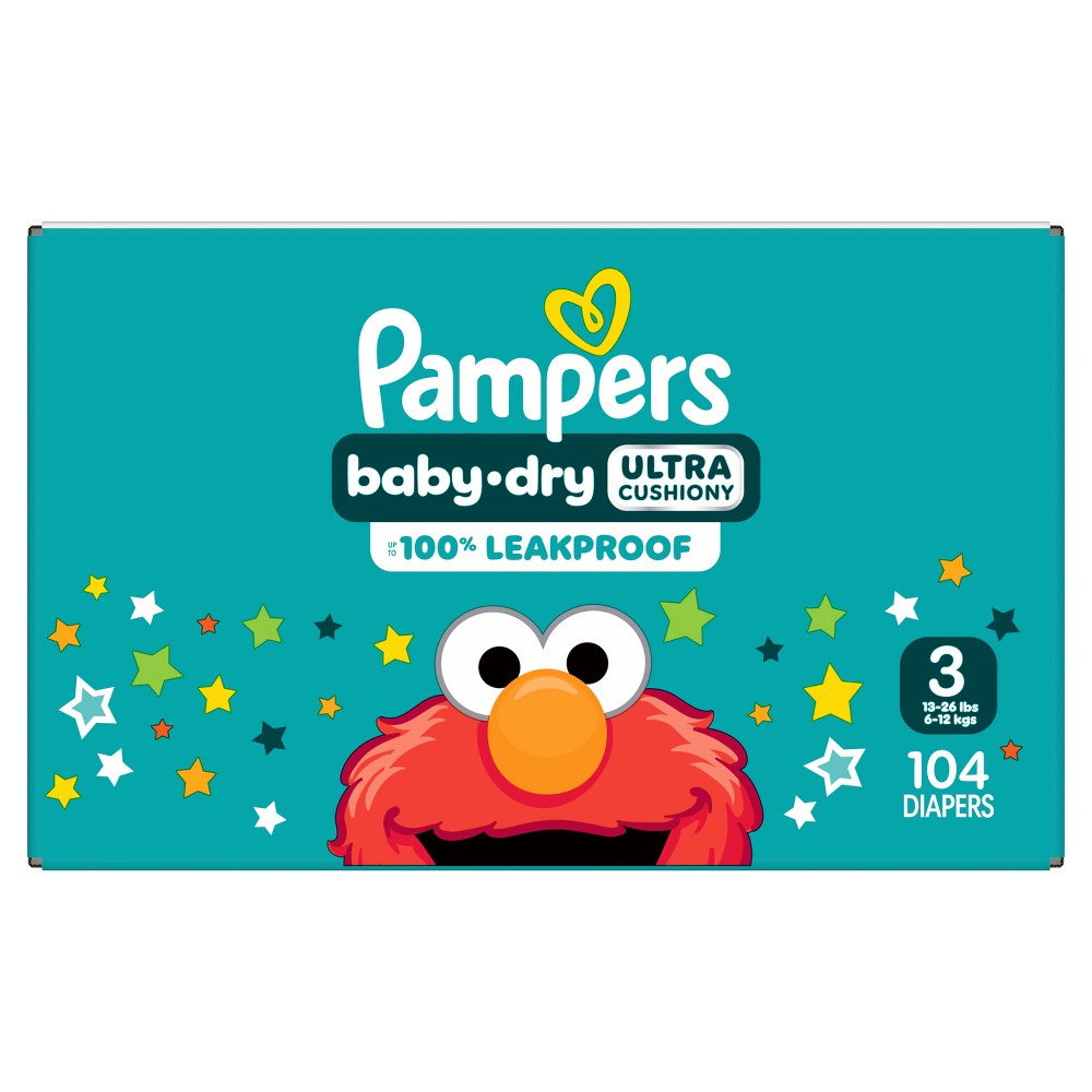 Photos - Nappies Pampers Baby Dry Diapers Super Pack - Size 3 - 104ct: For 16-28 lbs, Wetness Indicator, Hypoallergenic, Paraben-Free 