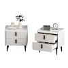 INFURNIC Nightstands Set of 2 Night Stand with 2 Drawers Marble Pattern Tabletop Modern Design for Bedroom Living Room, White, 19.88"*15.94"*20.16" - 2 of 4