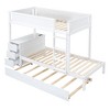 Twin Over Twin Wood Bunk Bed with Twin Size Trundle, 3 Drawers, Desk and USB Ports, 4Q -ModernLuxe - 4 of 4