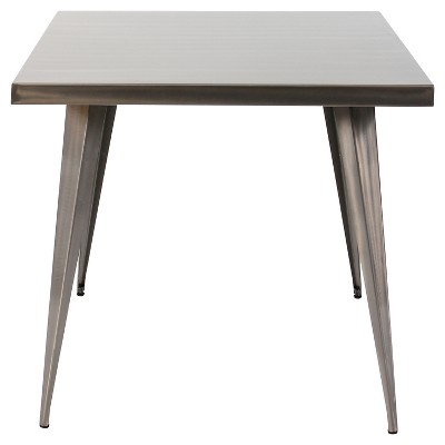 Austin 32" Brushed Silver Square Industrial Dining Table