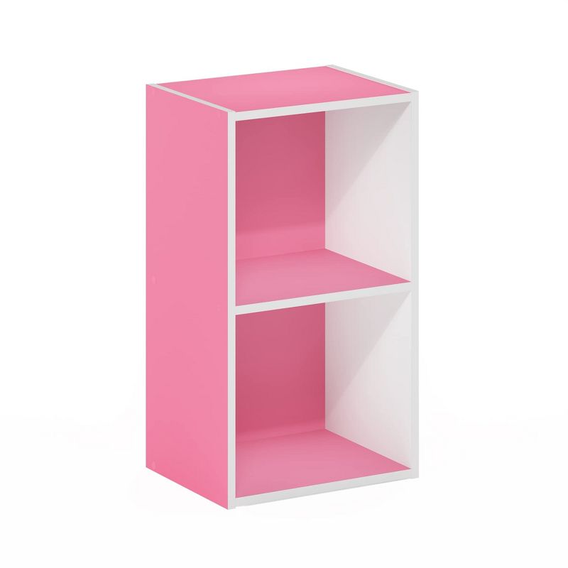 Furinno Pasir 2-Tier Open Shelf Bookcase, Pink/White, 4 of 5