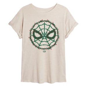 Women's - Marvel - Spider Man Wreath Oversized Graphic T-Shirt - 1 of 4
