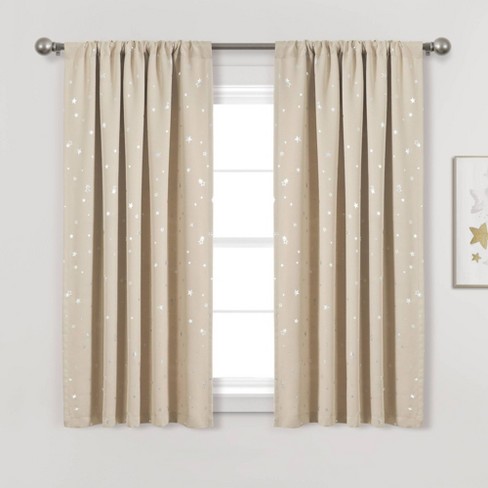 Lush Decor Star Sheer Insulated Grommet Blackout Window Curtain Panel Pair - 84 Inches - Neutral