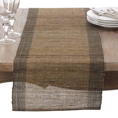 Natural Brown Linen Woven Nubby Table Runner