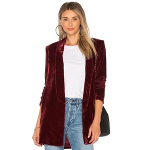 BLUEMING Velvet Blazer Women's Tailored Slim Fit Fashion Casual Chic Open Front Cardigan Style Versatile Staple Jacket - 1 of 3