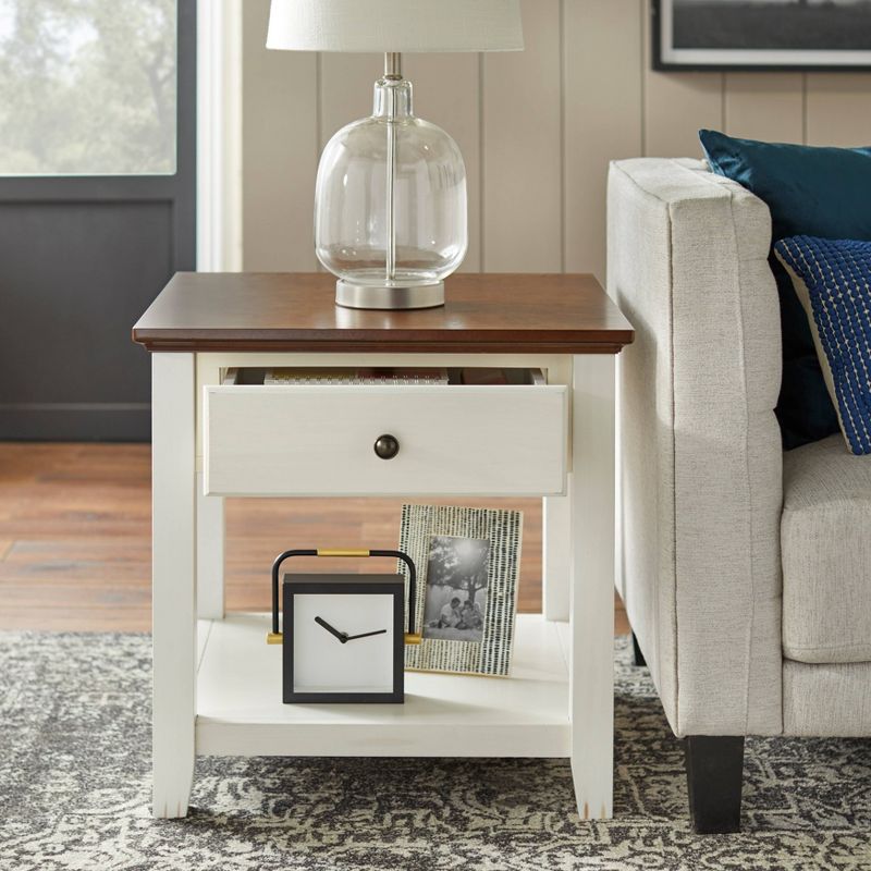 Charleston End Table Off White/Chestnut - Buylateral, 4 of 7