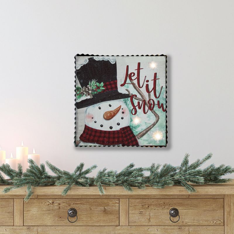 Northlight 12" LED Lighted 'Let it Snow' Snowman Christmas Canvas Wall Art, 2 of 4