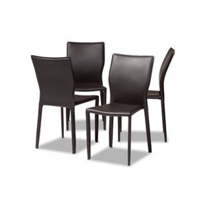 Baxton Studio 4pc Heidi Faux Leather Upholstered Dining Chairs Dark Brown: Elegant Metal Frame, Branch Pattern Design - 1 of 4