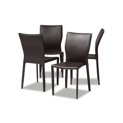 4pc Heidi Faux Leather Upholstered Dining Chairs Dark Brown