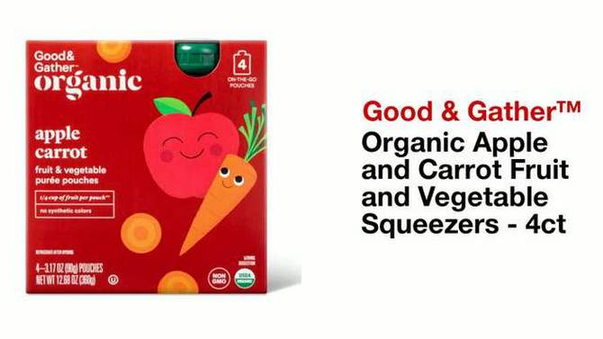 Organic Apple and Carrot Fruit and Vegetable Squeezers - 4ct - Good & Gather&#8482;, 2 of 5, play video