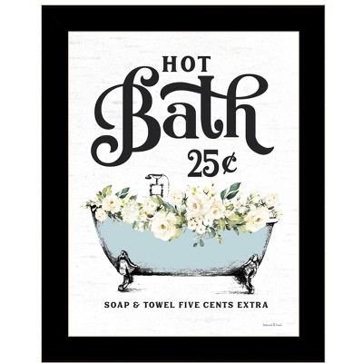 HomeRoots Hot Bath Black Framed Print Bathroom Wall Art