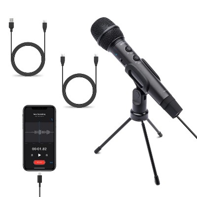 Movo HM-K1 Handheld Digital Condenser Microphone Bundle for USB, Lightning, and USB-C